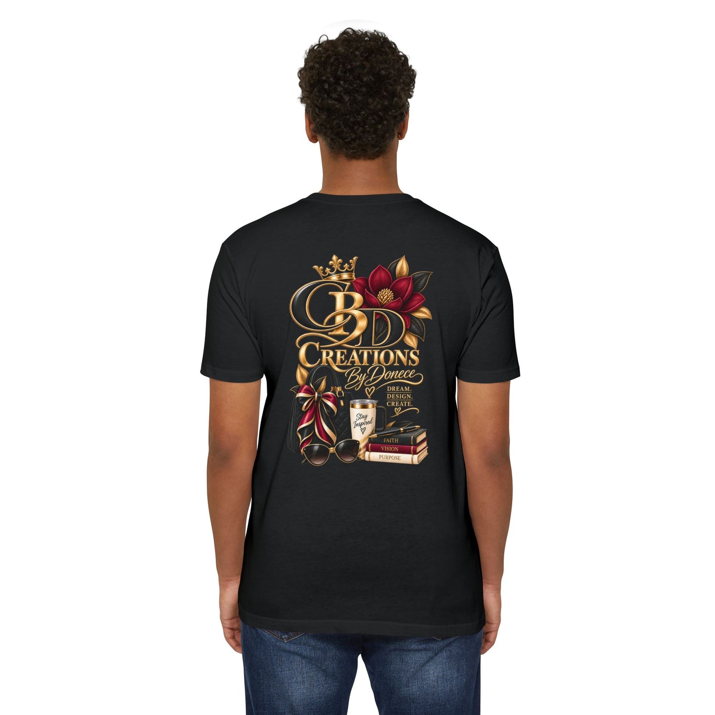 T‑Shirt — CBD Creations Floral Logo Tee (Books, Crown & Coffee Design)