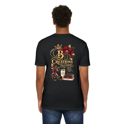 T‑Shirt — CBD Creations Floral Logo Tee (Books, Crown & Coffee Design)