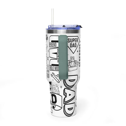 Dad Tribute 40oz Vacuum Tumbler — Inspirational Words & Tools Design