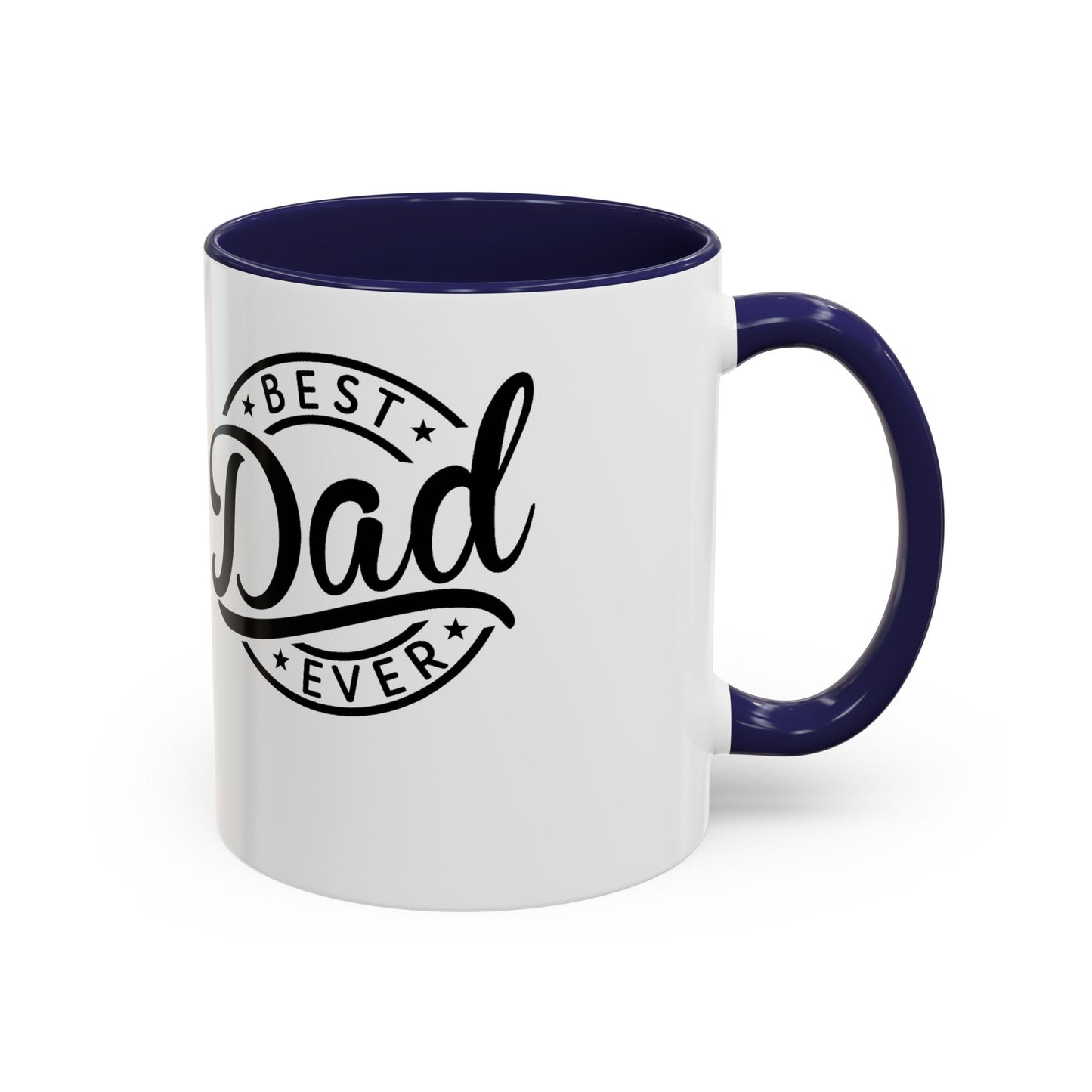 Best Dad Ever Accent Coffee Mug — Black Handle & Inner Rim, Father's Day Gift (11oz & 15oz)