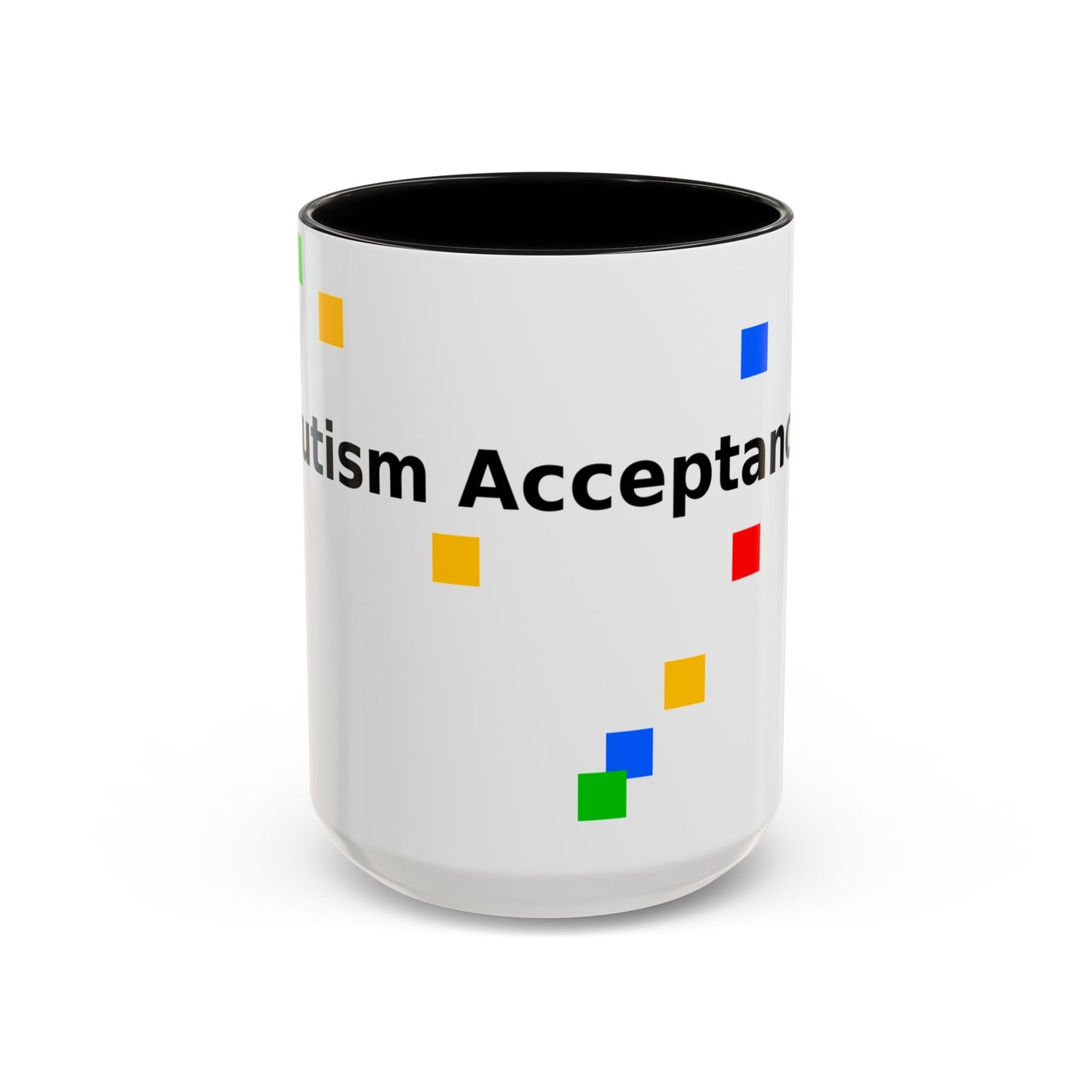 Autism Acceptance Accent Coffee Mug – Colorful Puzzle Square Design (11/15 oz)