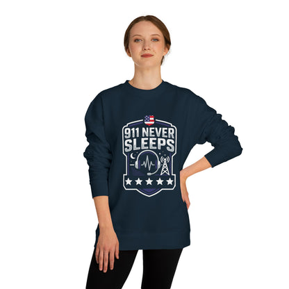 911 Never Sleeps Sweatshirt — Tribute Tee for First Responders & Dispatchers