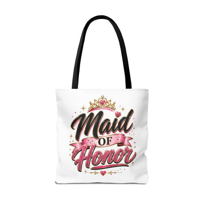 Maid of Honor Tote Bag — Pink Crown Bridal Party Tote for Weddings & Bachelorette