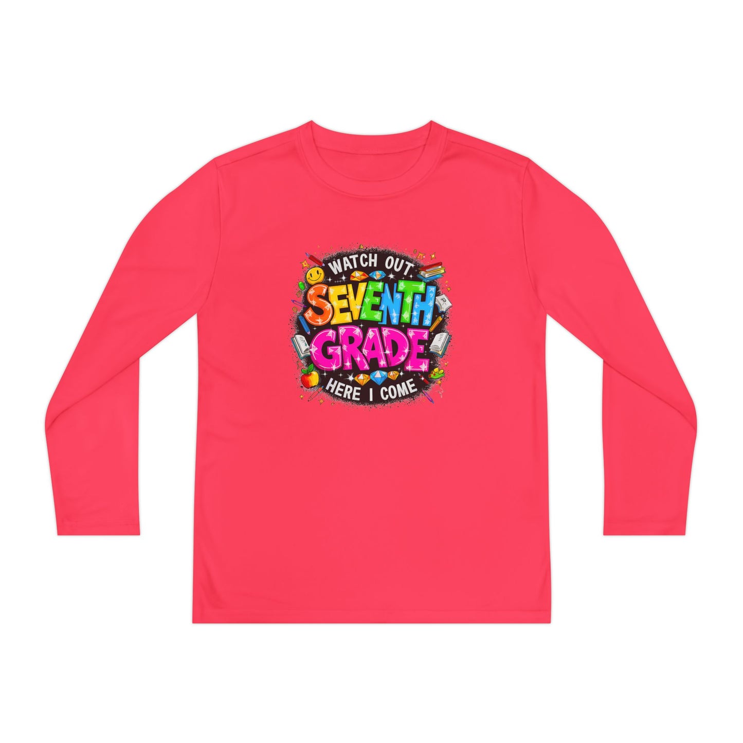 Seventh Grade Kids Long Sleeve Tee — "Watch Out… Here I Come" Back-to-School Shirt