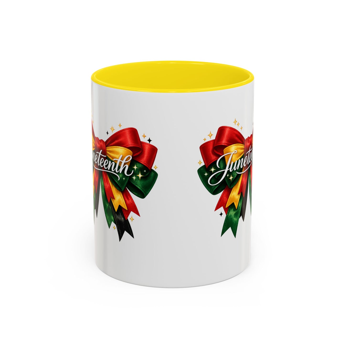 Juneteenth Ribbon Coffee Mug — Black/Red/Green Celebration Accent Mug
