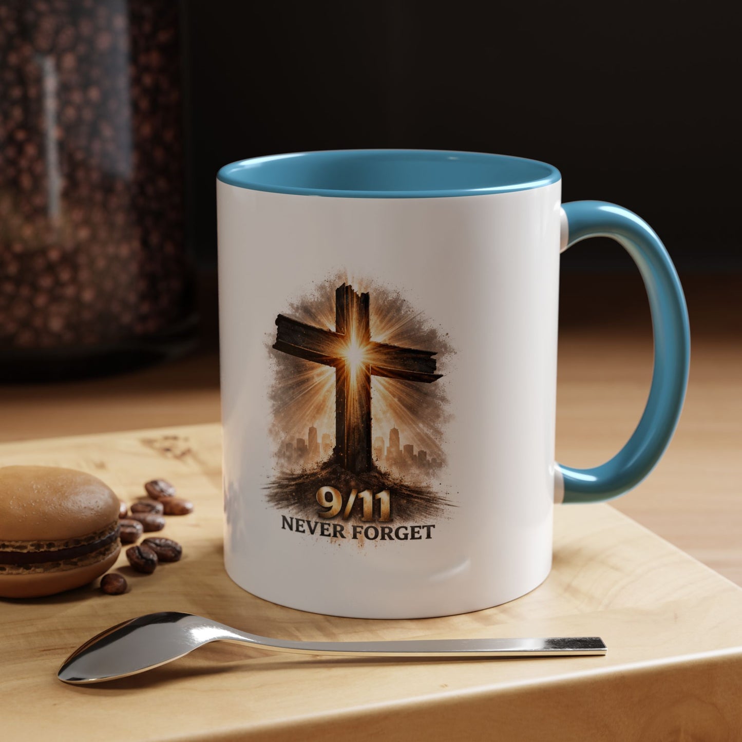 9/11 Never Forget Coffee Mug — Religious Memorial Accent Mug