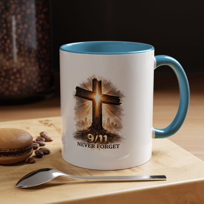 9/11 Never Forget Coffee Mug — Religious Memorial Accent Mug
