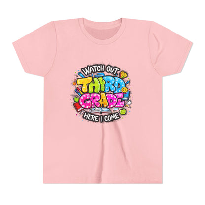 Third Grade Kids T‑Shirt — "Watch Out Third Grade Here I Come" Back-to-School Tee