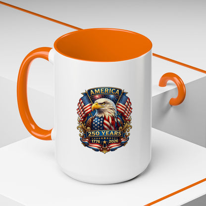America 250 Years Eagle Coffee Mug — 1776-2026 Patriotic Accent Mug