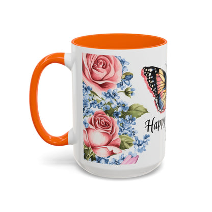 Mother's Day Butterfly Floral Coffee Mug – "Happy Mother's Day" Accent Mug (11/15 oz)