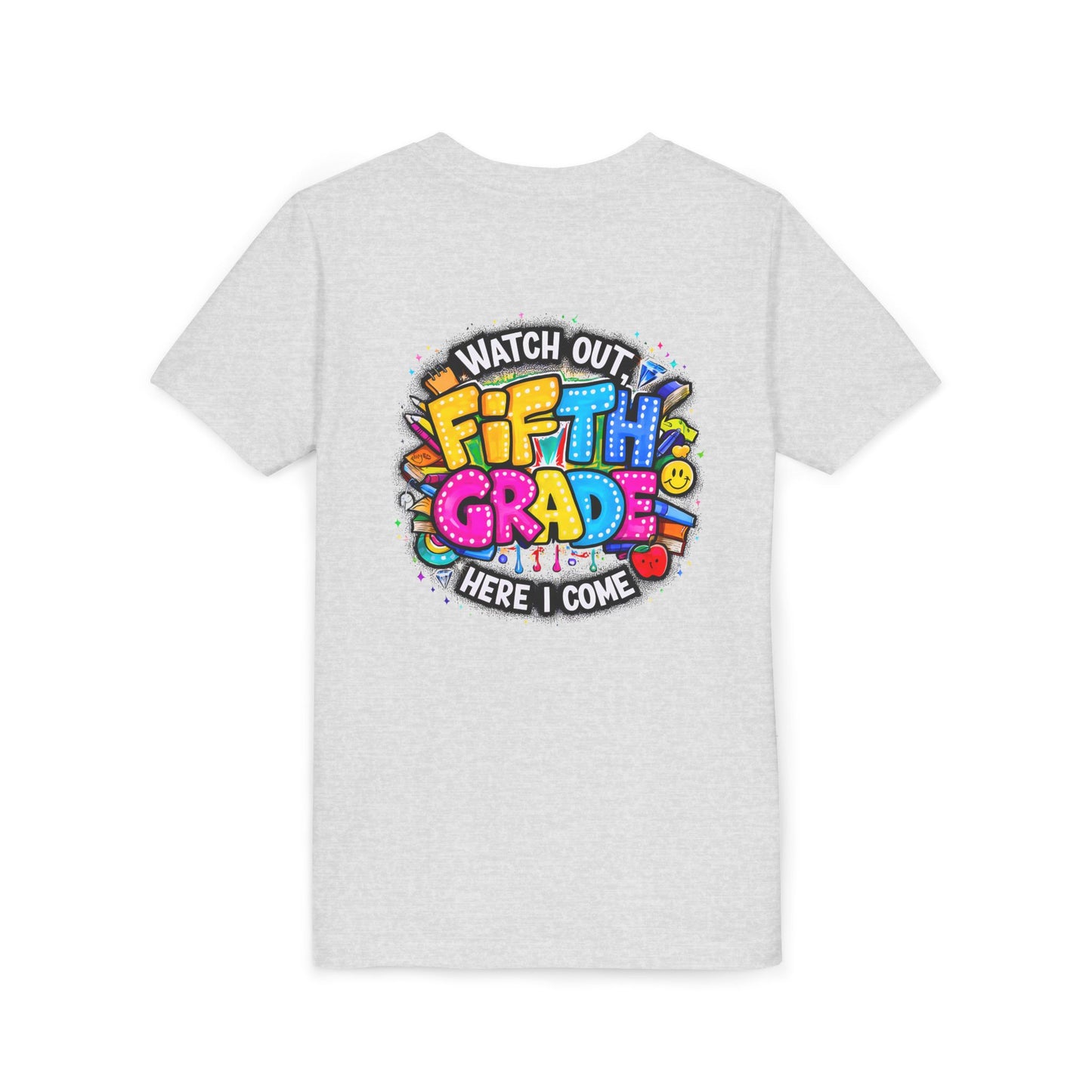 Fifth Grade T‑Shirt for Kids - "Watch Out Fifth Grade Here I Come" Back-to-School Tee
