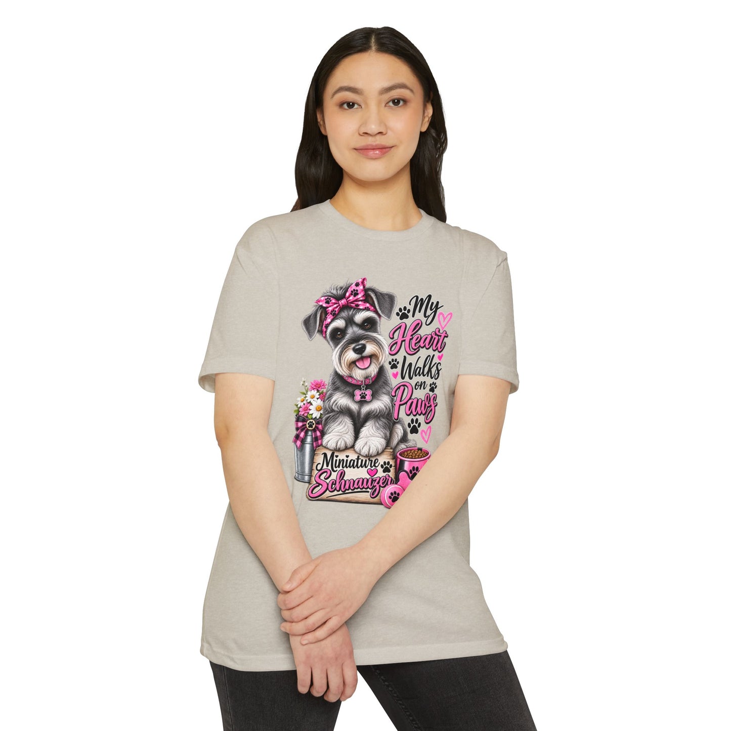 Miniature Schnauzer T-Shirt - "My Heart Walks on Paws" Cute Dog Tee