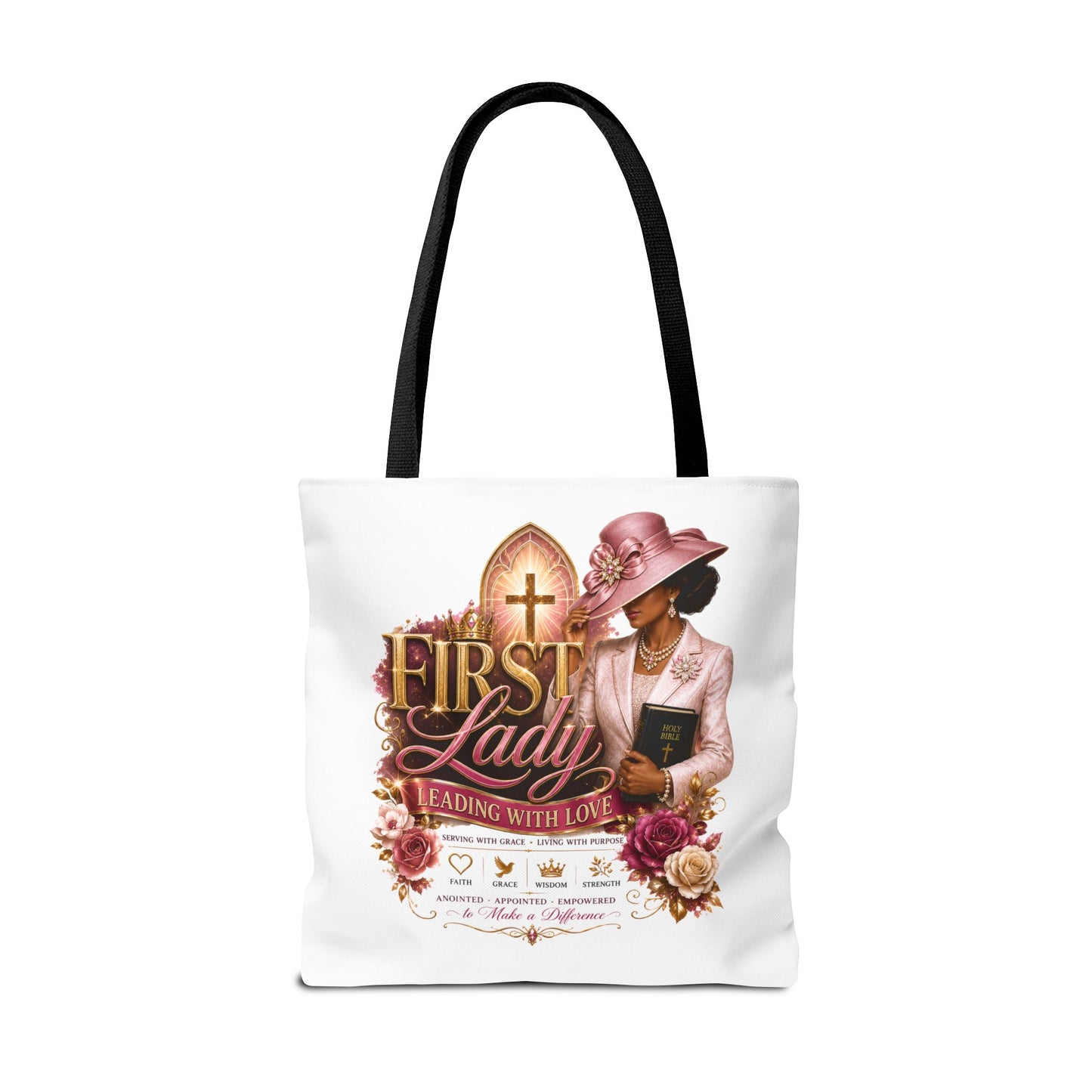 First Lady Tote Bag — Faithful Church Lady Floral Churchgoing Purse