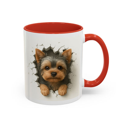 Yorkshire Terrier Peekaboo Coffee Mug – Cute Yorkie Dog Accent Mug (11/15oz)