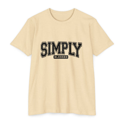 Simply Blessed T-Shirt — Vintage Collegiate Script Faith Tee