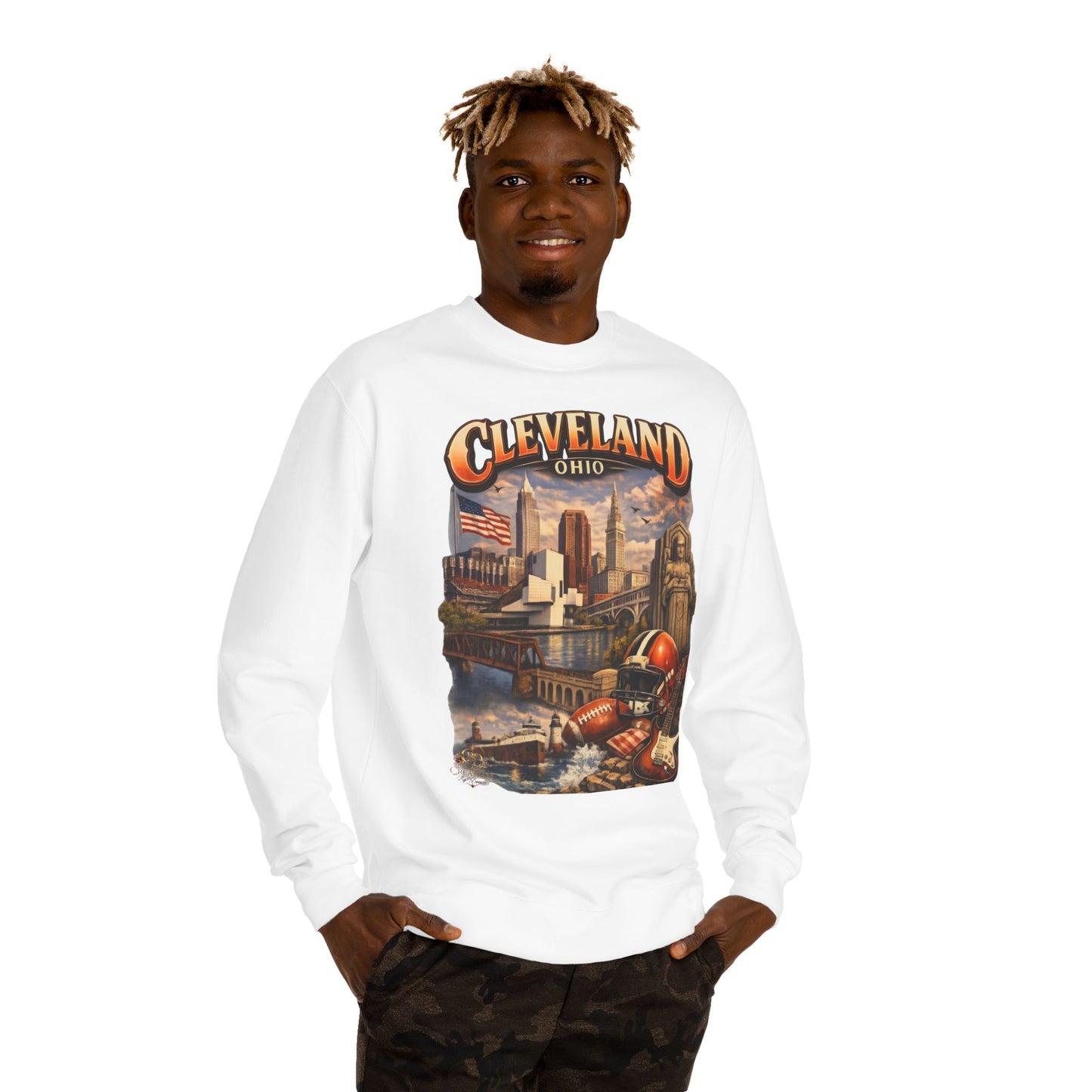 Cleveland Retro Cityscape Sweatshirt — Ohio Pride Football & Rock Design