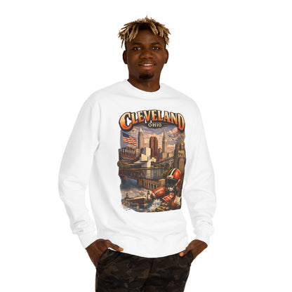 Cleveland Retro Cityscape Sweatshirt — Ohio Pride Football & Rock Design