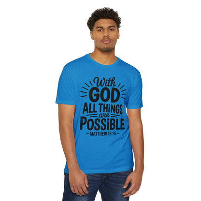 With God All Things Are Possible T-Shirt — Matthew 19:26 Christian Faith Tee
