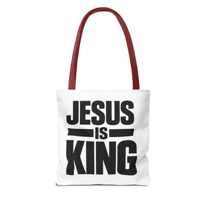 Jesus Is King Tote Bag - Christian Faith Canvas Grocery & Church Book Bag