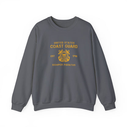 Coast Guard Crest Crewneck Sweatshirt — "Semper Paratus" Military Pullover