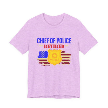 Retired Chief of Police T-Shirt — American Flag Badge Retirement Tee