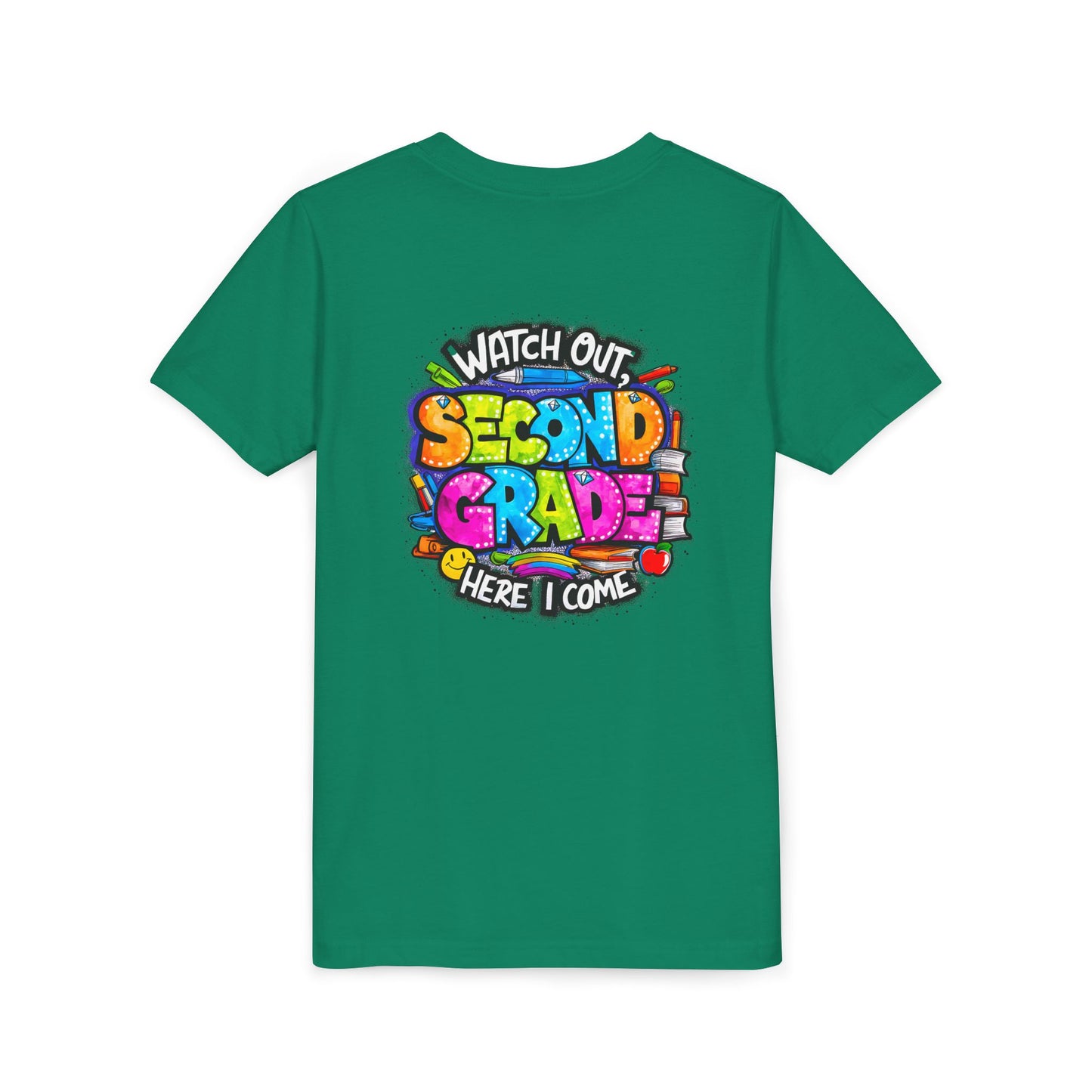 Second Grade Kids Tee - "Watch Out Second Grade Here I Come" Colorful Back-to-School Shirt