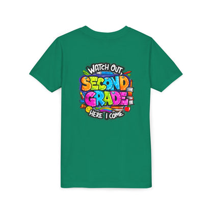 Second Grade Kids Tee - "Watch Out Second Grade Here I Come" Colorful Back-to-School Shirt