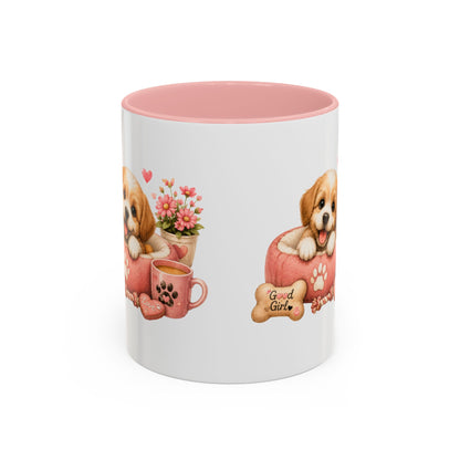 Cute Puppy Coffee Mug — Adorable 'Good Girl' Dog Design, Accent 11/15oz