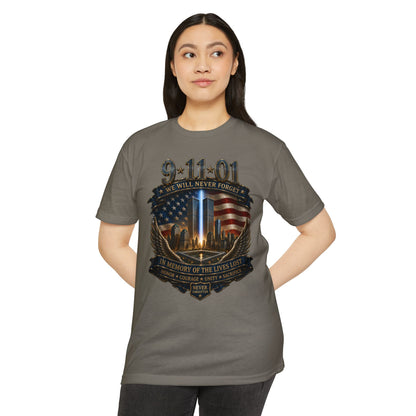 9/11 Memorial T-Shirt — "We Will Never Forget" Tribute Tee
