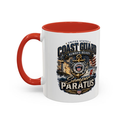 Coast Guard Semper Paratus Accent Coffee Mug – Patriotic Military Gift (11/15oz)