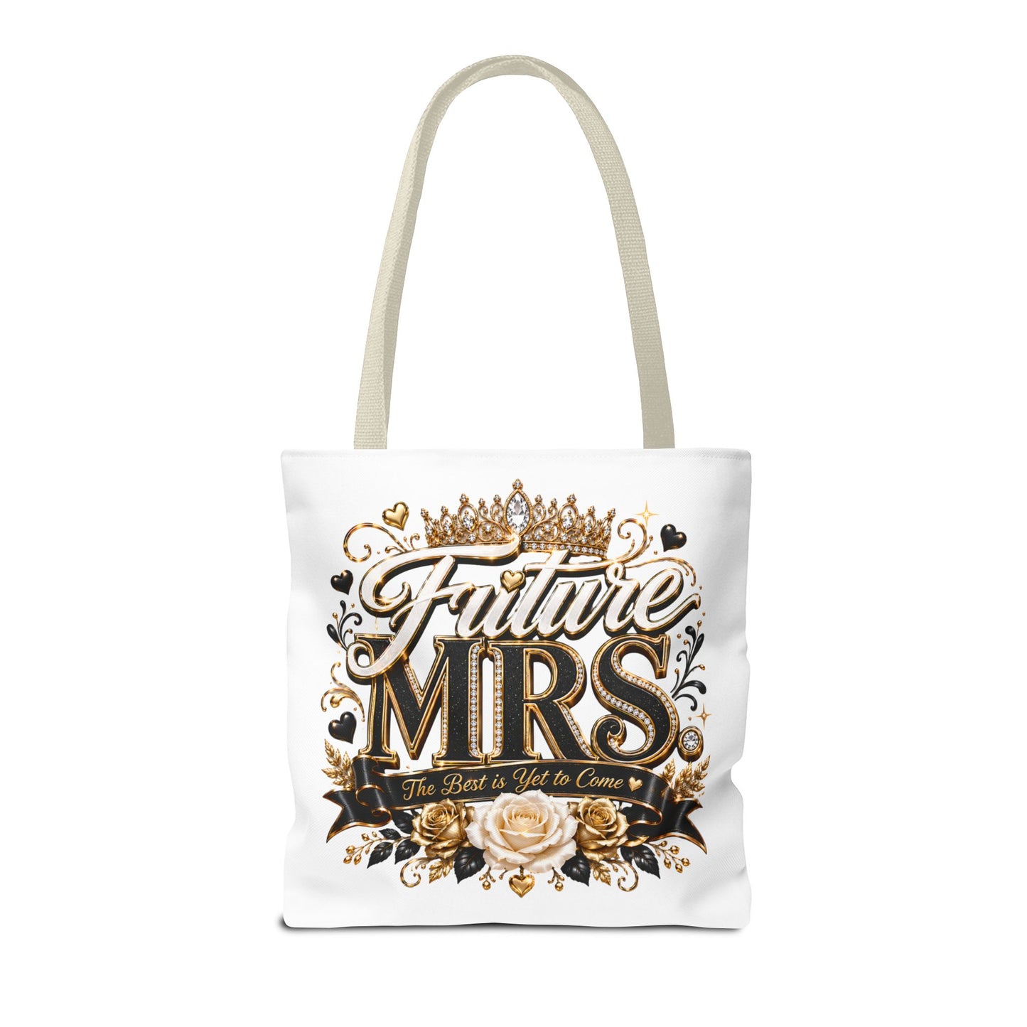 Future Mrs. Tote Bag — Bridal Bachelorette Gift Bag with Gold Crown Design