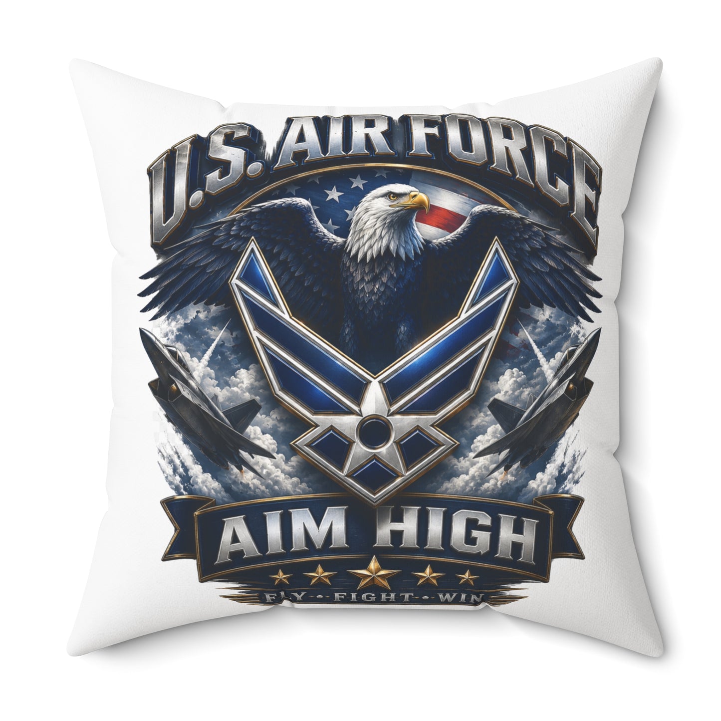 U.S. Air Force "Aim High" Decorative Pillow - Bald Eagle Military Throw Pillow