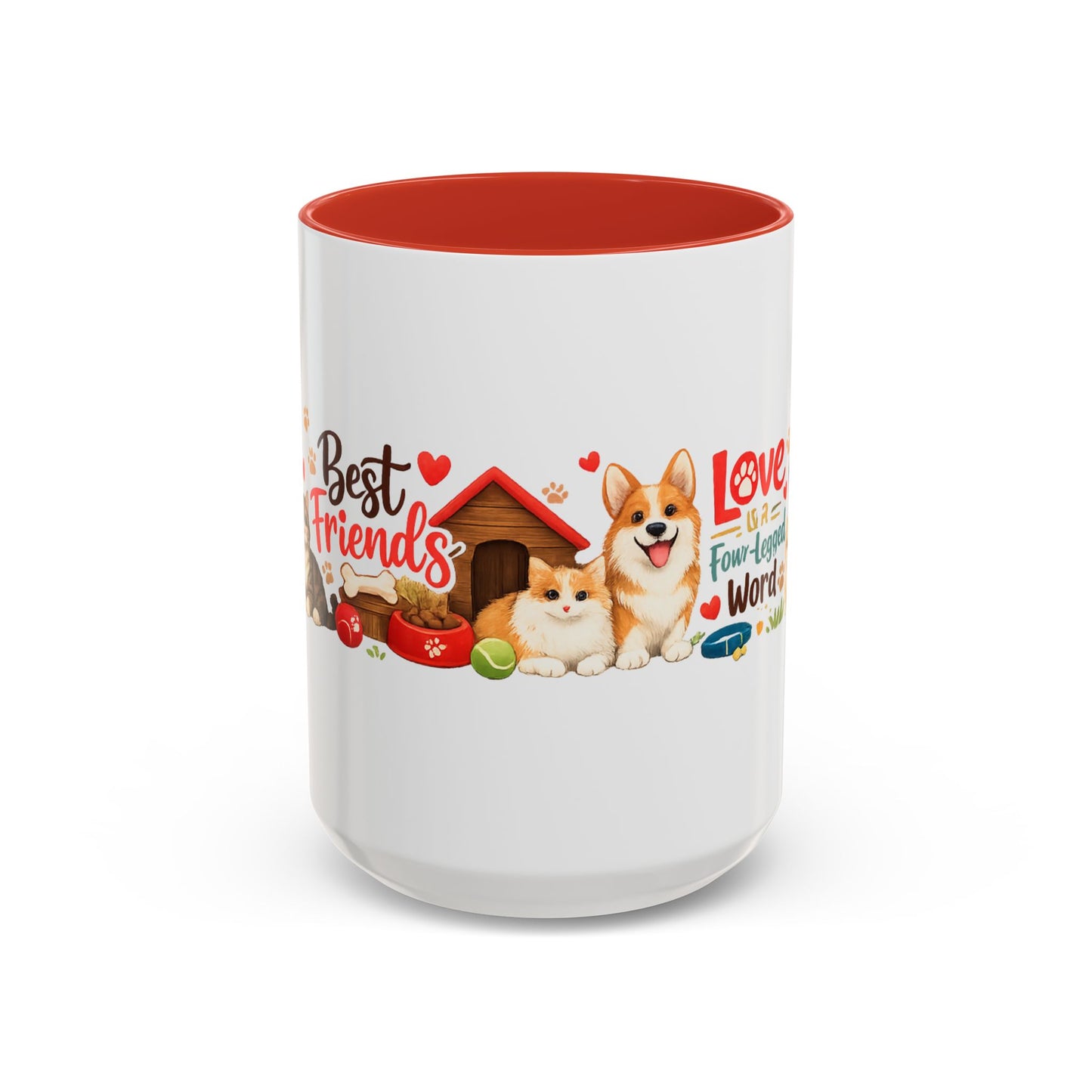Dog Lover Accent Coffee Mug — “Love is a Four-Legged Word” Ceramic Gift