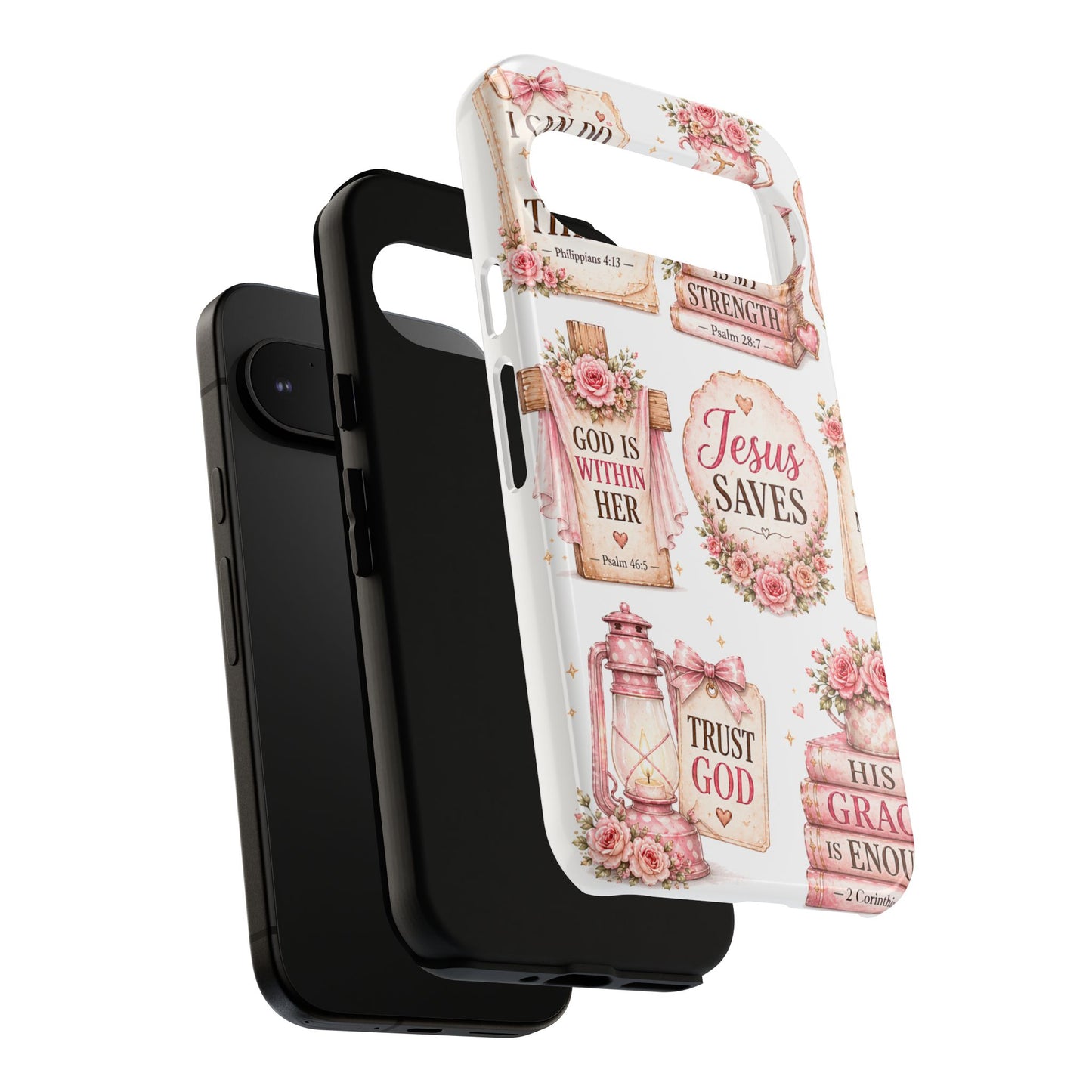 Faith Phone Case — 'Jesus Saves' Floral Christian Scripture iPhone Case