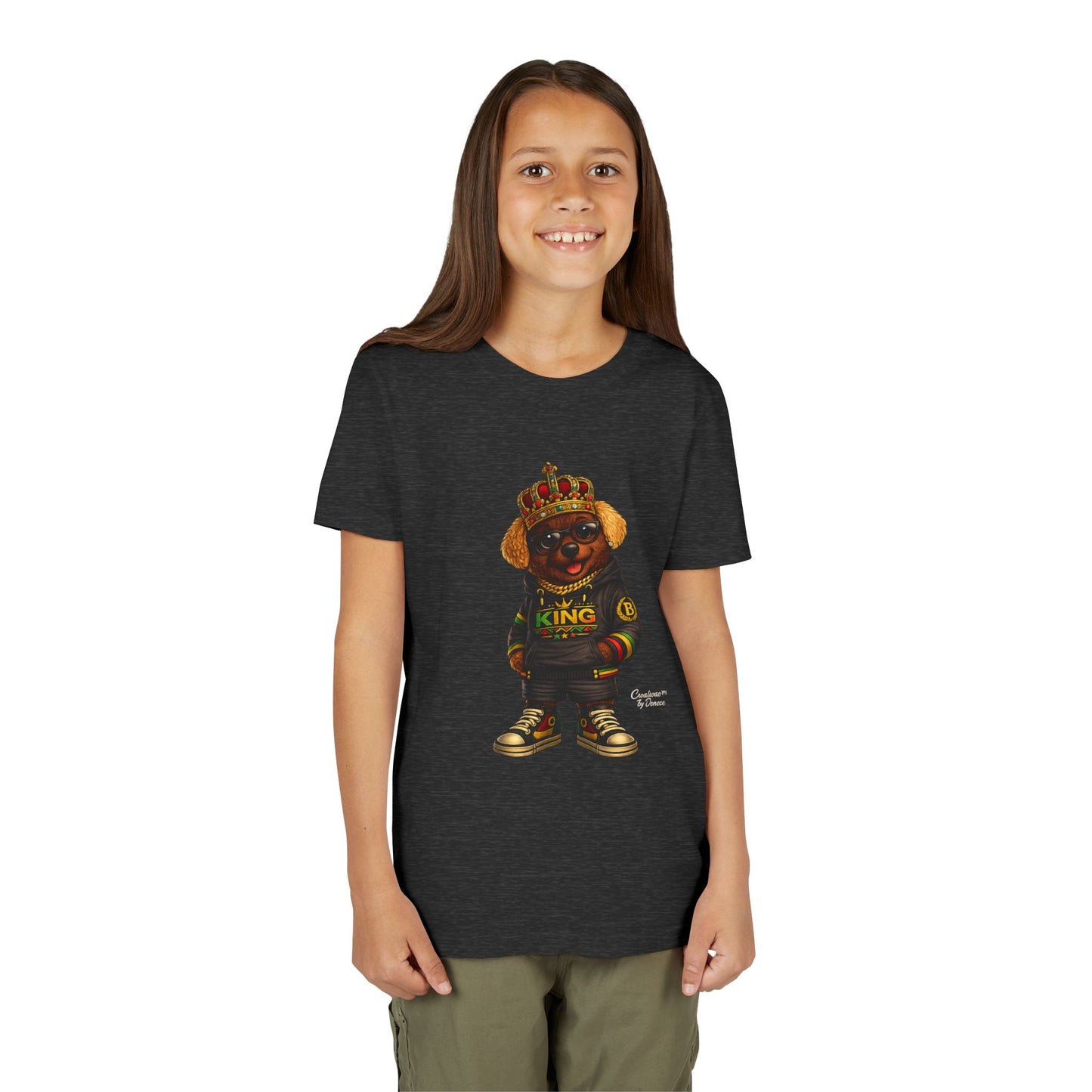 Youth Tee — 'Lil King' Crowned Bear Graphic Shirt
