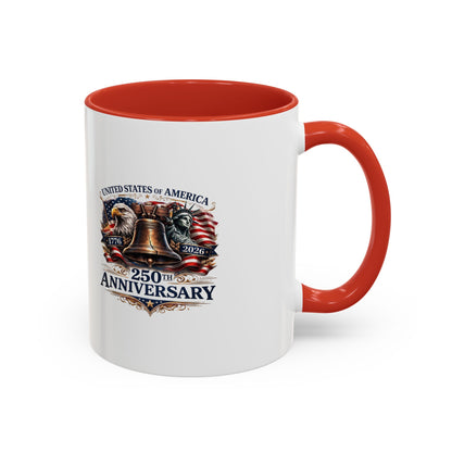 250th Anniversary Accent Coffee Mug — Patriotic United States Bell & Eagle Design (11/15 oz)