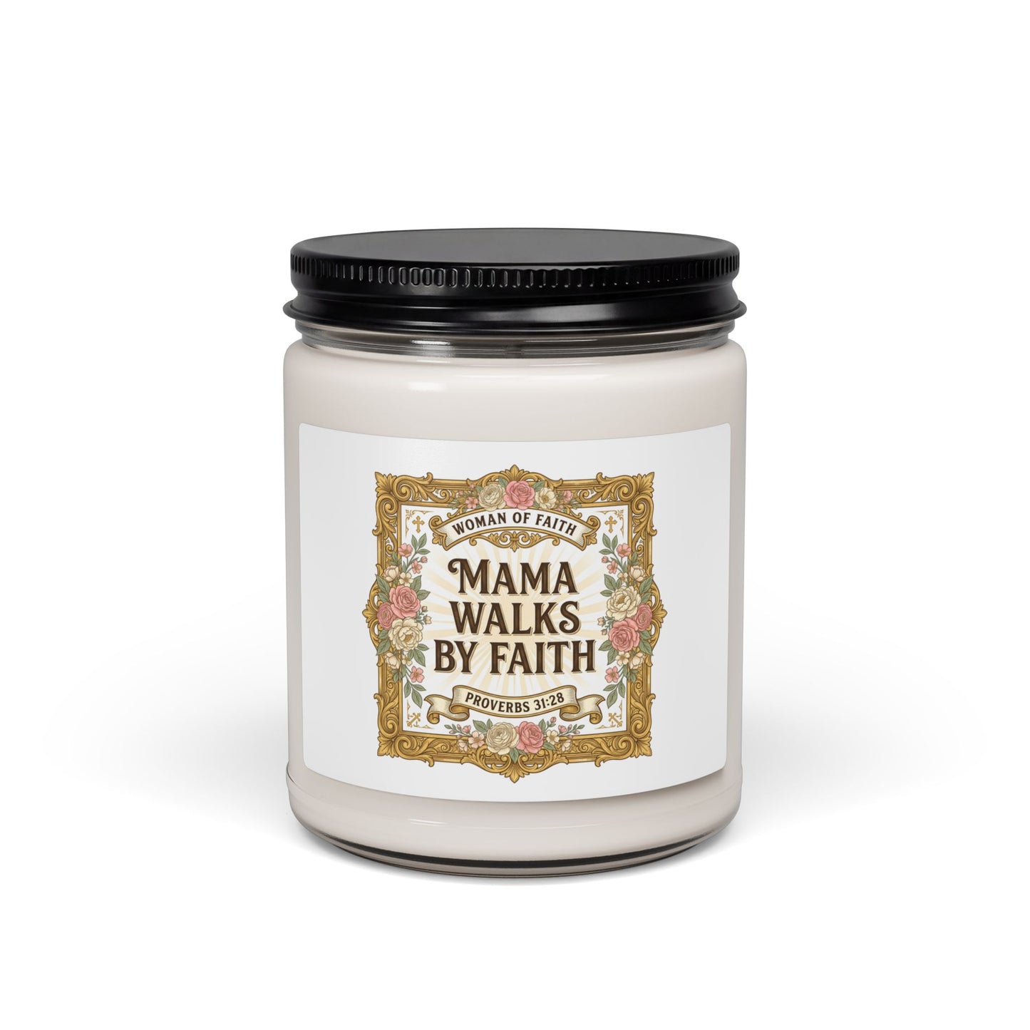 Mama Walks By Faith Candle | minimalist mom life, cool mom streetwear