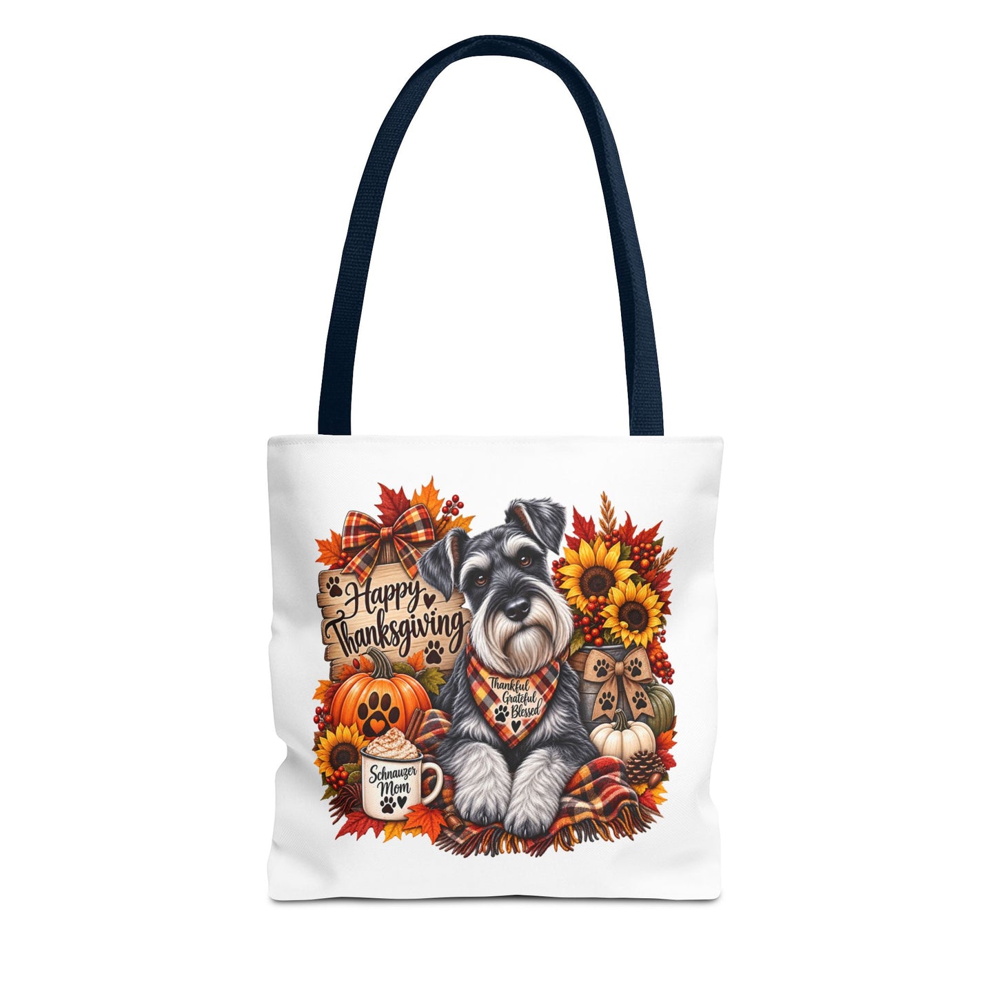 Thanksgiving Schnauzer Tote Bag — Happy Thanksgiving Fall Harvest Design