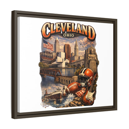 Cleveland Ohio Collage Framed Canvas Print