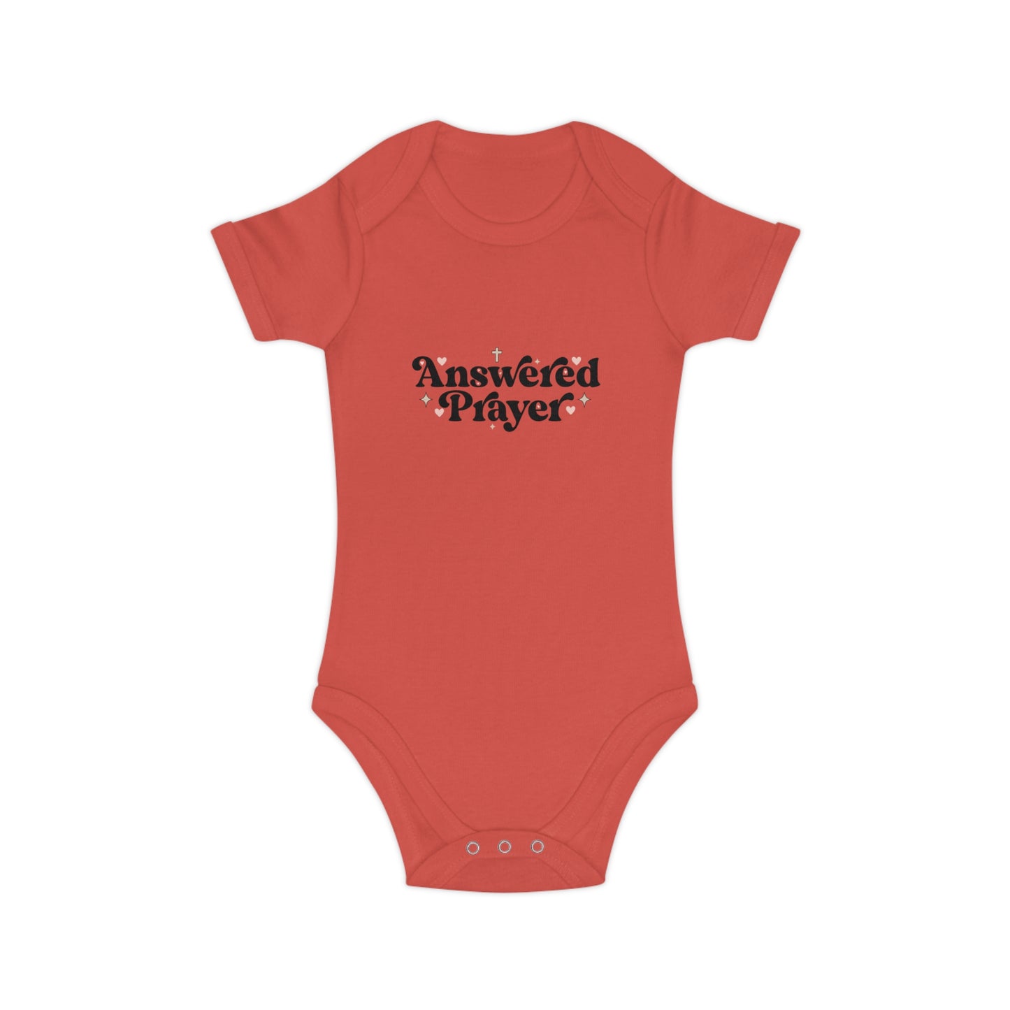 Baby Bodysuit "Answered Prayer" — Religious Newborn Onesie, Christian Gift for Baptism & Baby Shower