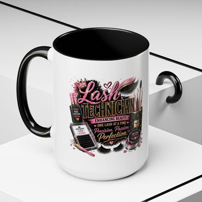 Lash Technician Coffee Mug – 'Enhancing Beauty One Lash at a Time' Accent Mug