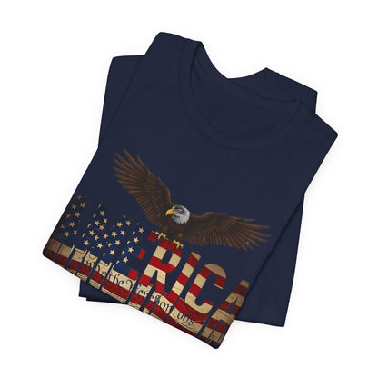America Eagle Flag Graphic T‑Shirt — Patriotic USA Tee for 4th of July