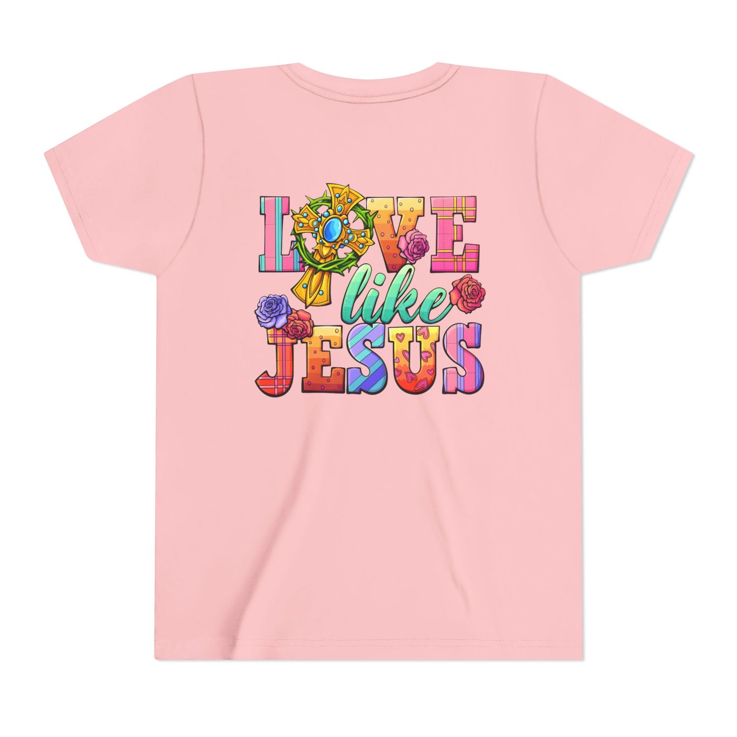 Youth Tee — "Love Like Jesus" Colorful Faith Graphic