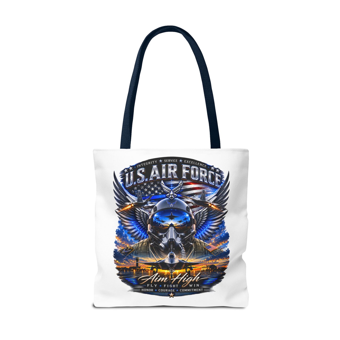 U.S. Air Force Aviator Tote Bag – 'Aim High' Military Pilot Design