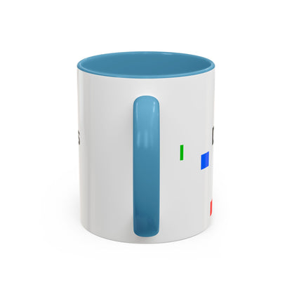 Accent Coffee Mug — 'Different Not Less' Pride-Inclusive Color Block Design (11/15oz)