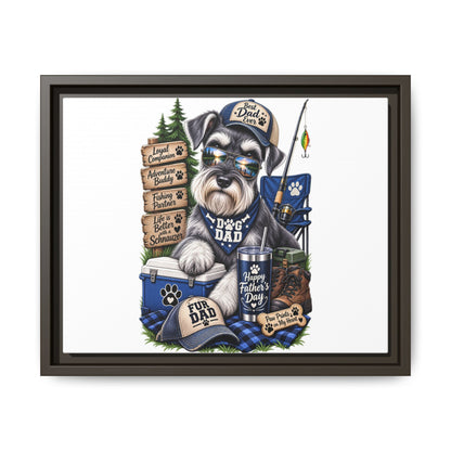 Dog Dad Schnauzer Father's Day Framed Canvas Wall Art — Fishing & Camping Pet Gift