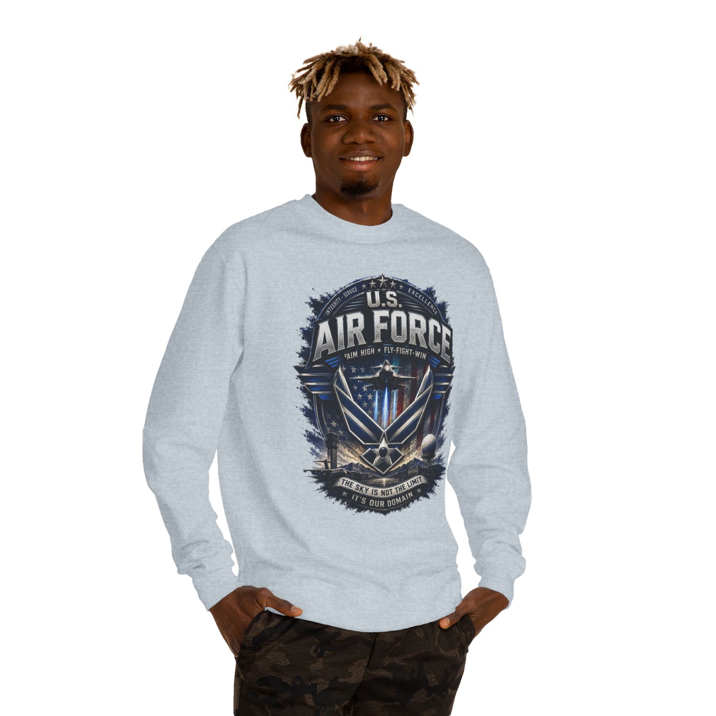 Air Force Crewneck Sweatshirt - U.S. Military Emblem Graphic