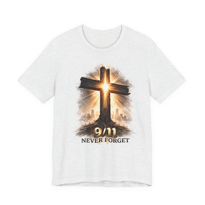 9/11 Never Forget T‑Shirt - Cross Memorial Tee