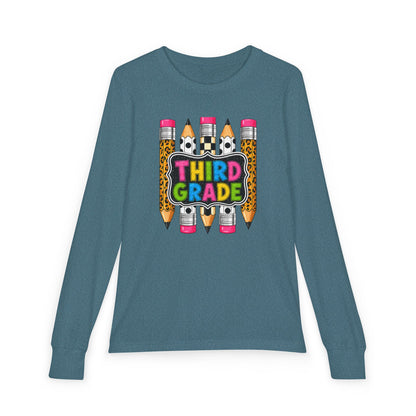 Third Grade Pencil Graphic Long Sleeve Tee