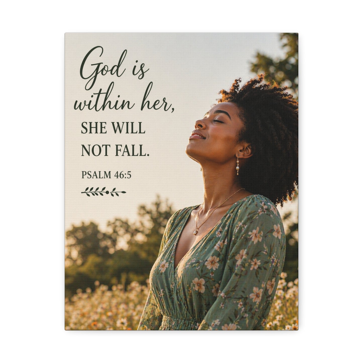 Canvas Wall Art - "God is within her, she will not fall." Psalm 46:5 Inspirational Faith Print